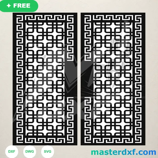 Greek Key Chain Lattice DXF Panel for CNC Modern Doors DXF File